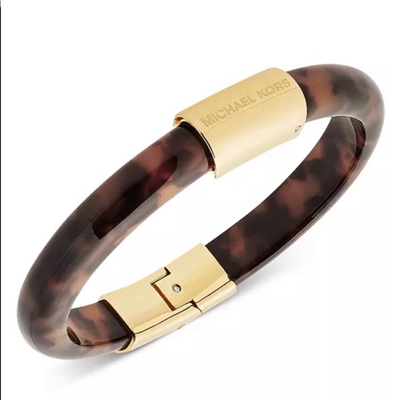 Michael Kors Tortoise-Look Magnet Hinged Bangle Bracelet. - Picture 1 of 5